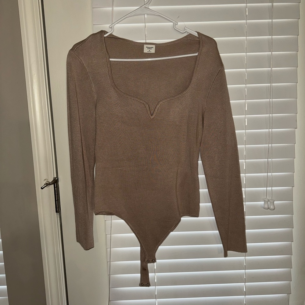 Abercrombie & Fitch Taupe Sweater Bodysuit